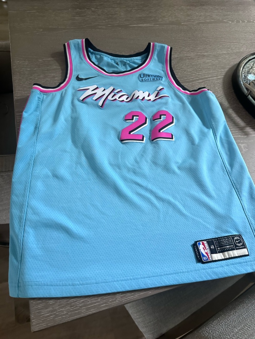 Nike Miami Basketball Jersey in Teal with Pink Trim